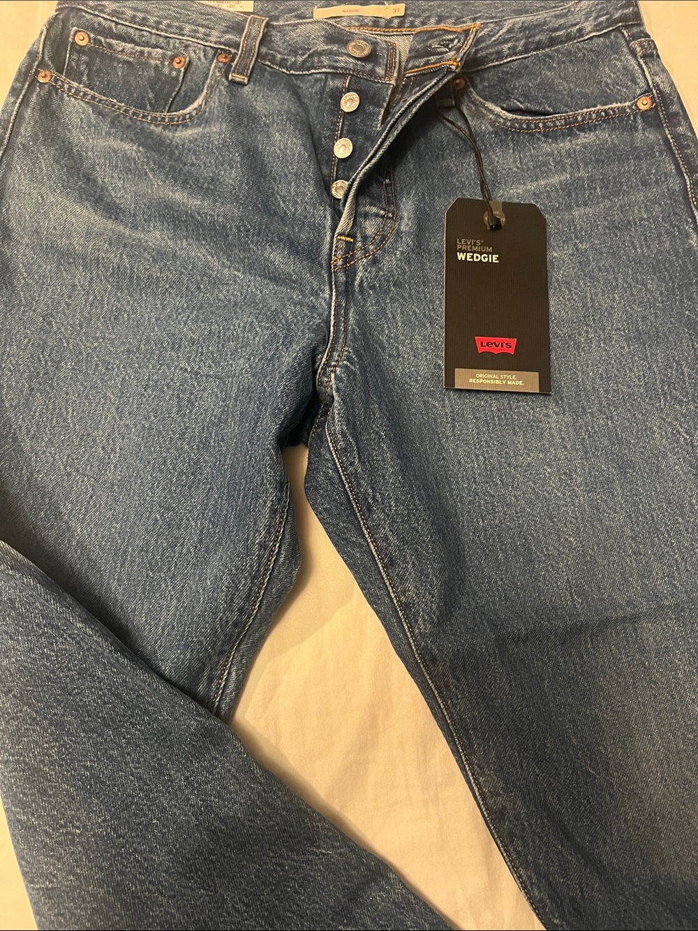 Levi's Blue Wedgie High-Rise Button-Fly Jeans